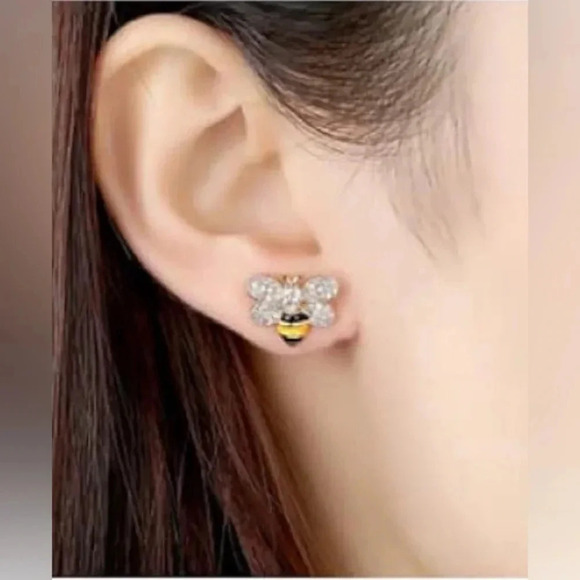 2 LEFT! Mini Cute Honeybee Stainless Steel Stud Earrings - Picture 3 of 3